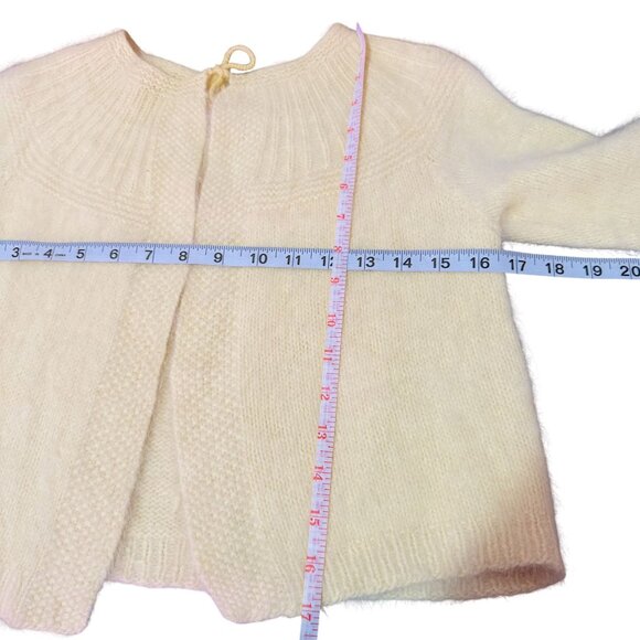 Vintage Handmade Womens Cashmere blend Yellow 3/4 Sleeve Knitted Tie Cardigan XS - Picture 5 of 6
